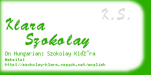 klara szokolay business card